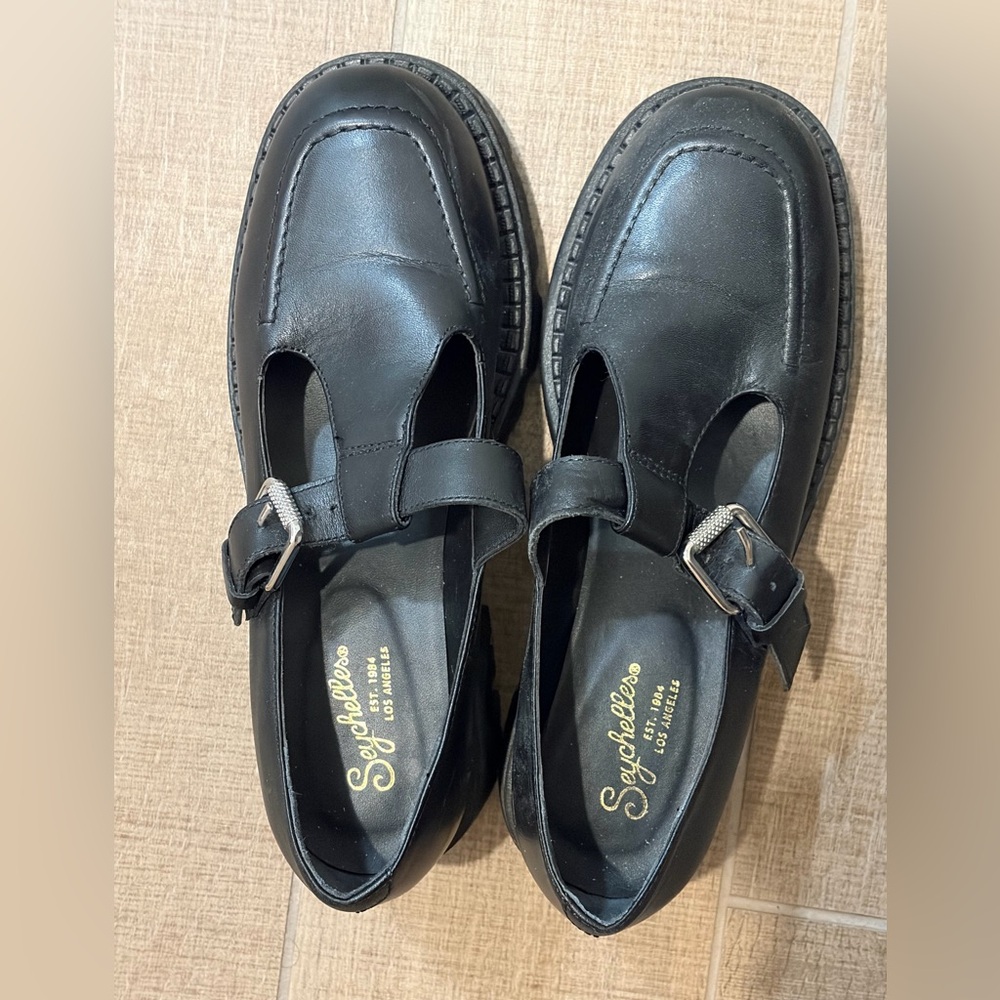 Seychelles Black Women’s Platform Loafers with Buckle Detail Chunky Heel - Picture 6 of 6